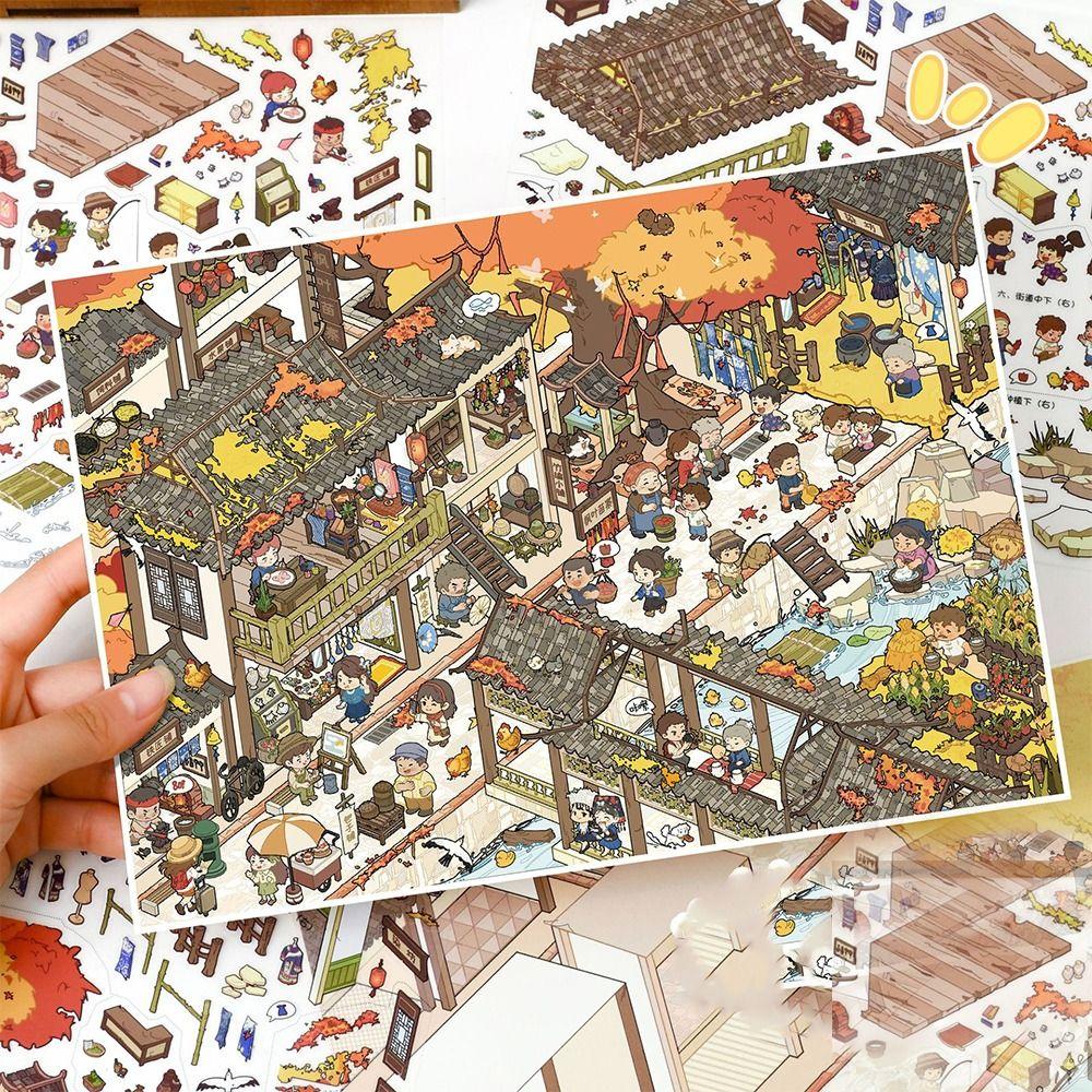 Kawaii Design Landscape Sticker Special Economic Zone DIY Pocket Scene  Home Decoration