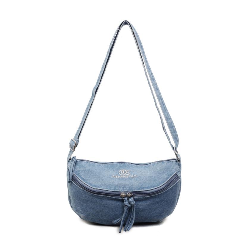 Denim messenger bag women's large-capacity literary and artistic fan shoulder bag 2025 autumn new fashion personalized trend small bag