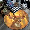 Autumnal Deer Round Area Rug,Carpet Rug for Living Room Bedroom Sofa Playroom Decor,Non-slip Floor Mat