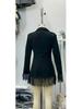 Chic European & American Women's Designer Black Lace Patchwork Slim Fit Blazer