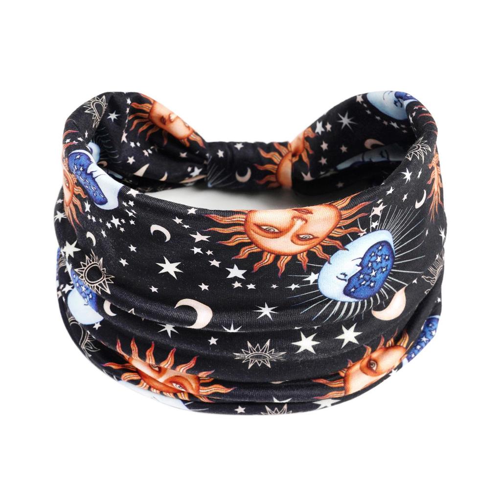 Bohemian Retro Print Yoga Headband: Wide African-Inspired Headscarf for Women