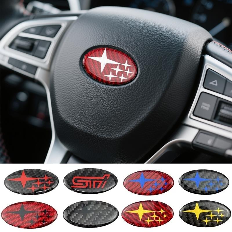 Carbon Fiber Car Steering Wheel Emblem Interior Sticker for Subaru WRC WRX XV STI Forester Outback Legacy Impreza BRZ TRIBECA X7