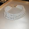 Ornaments Pearl Four Layer Necklace Fashion Jewelry Wide Cuff Bangles Versatile Bracelets Set  Gift