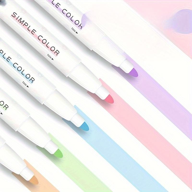 5pcs Dual-Tip Highlighters, 20 Vibrant Colors - Quick-Dry, Soft Pastel Shades for Journaling & Office Supplies