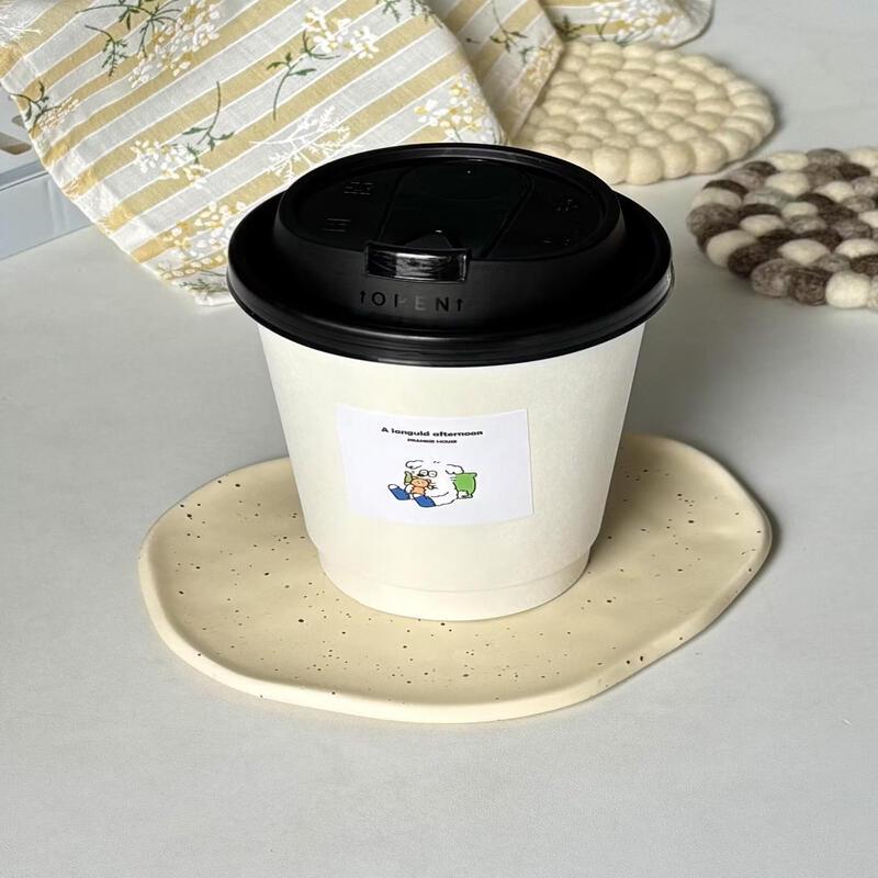 Disposable Double-Layer Kraft Paper Hot Drink Cup with Lid