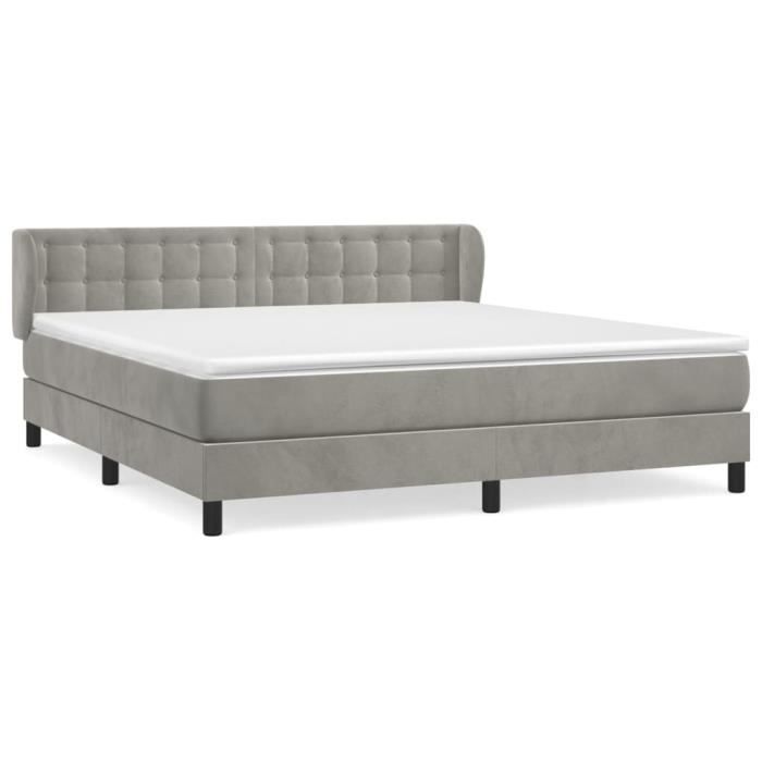 3127745 vidaXL Divan Bed and Mattress Light Grey 180x200cm Velvet