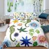 Ensemble de Literie Hippocampe Housse de Couette Animaux Océaniques Taille King Queen Orange Corail Vie Marine Textile de Maison Housse de Couette Douce Oursin