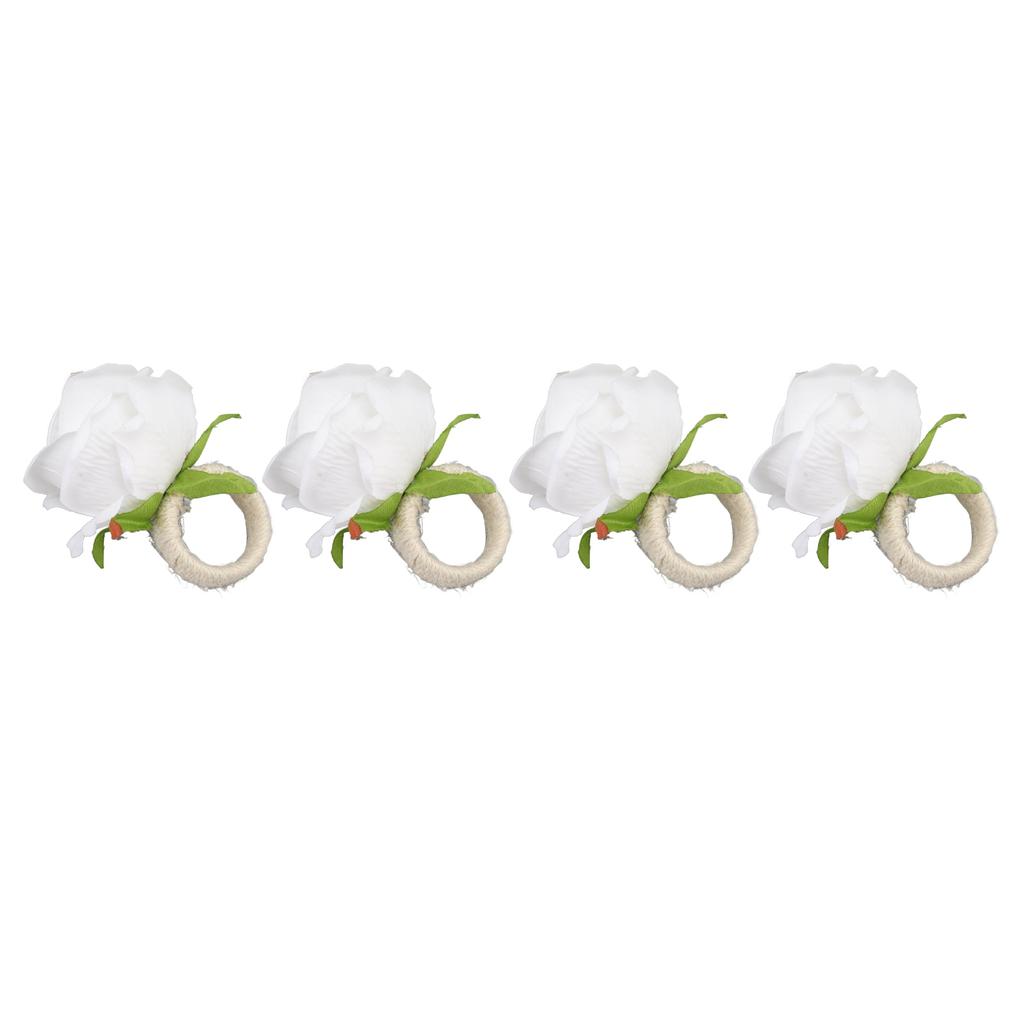 4PCS Rose Napkin Ring Simulated Plastic Reusable Vine Design Napkin Holder Ring for Restaurant