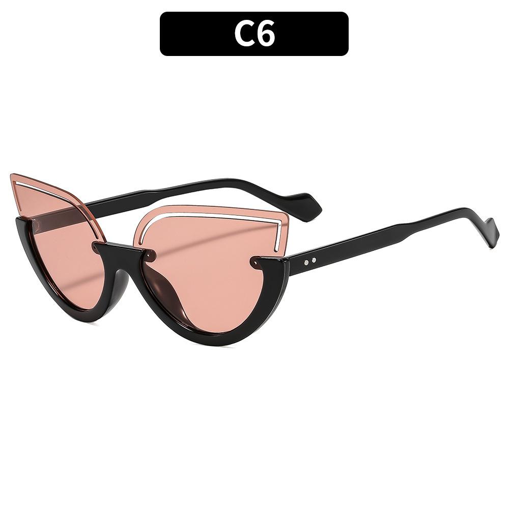 

Женские солнцезащитные очки, модные полуободковые очки «кошачий глаз».