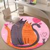 1pc Cats Love Office Round Area Rug, Indoor Mat Suitable ForOffice, Under Office Chairs Bedroom Living Room Home Decor T198