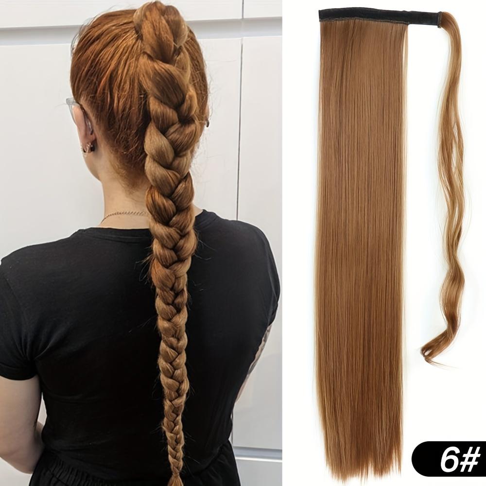 22 Inch Long Straight Ponytail Extensions Synthetic Fiber Hair Extensions Wrap Around Straight Ponytail Extensions For Women Hair Accessories