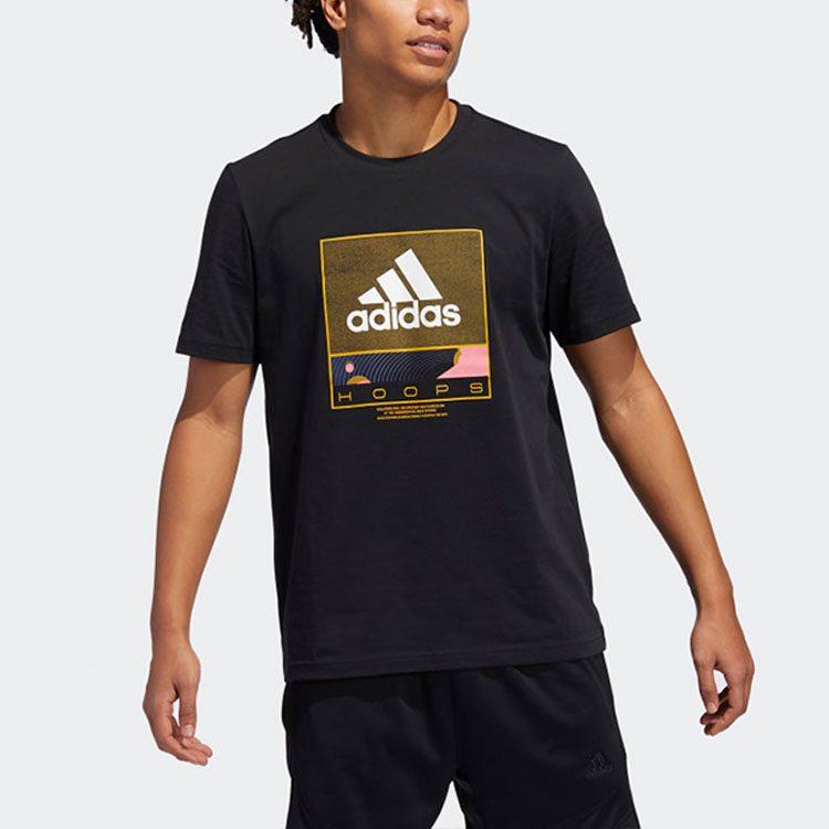 Adidas T Shirts Men's Black Crew Neck Moderate Straight Fit GE4513
