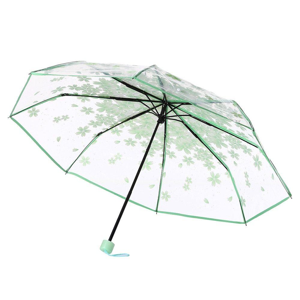 Waterproof Cherry Blossom Transparent Umbrella Funny Manual Umbrella Folding Umbrella  Outdoor