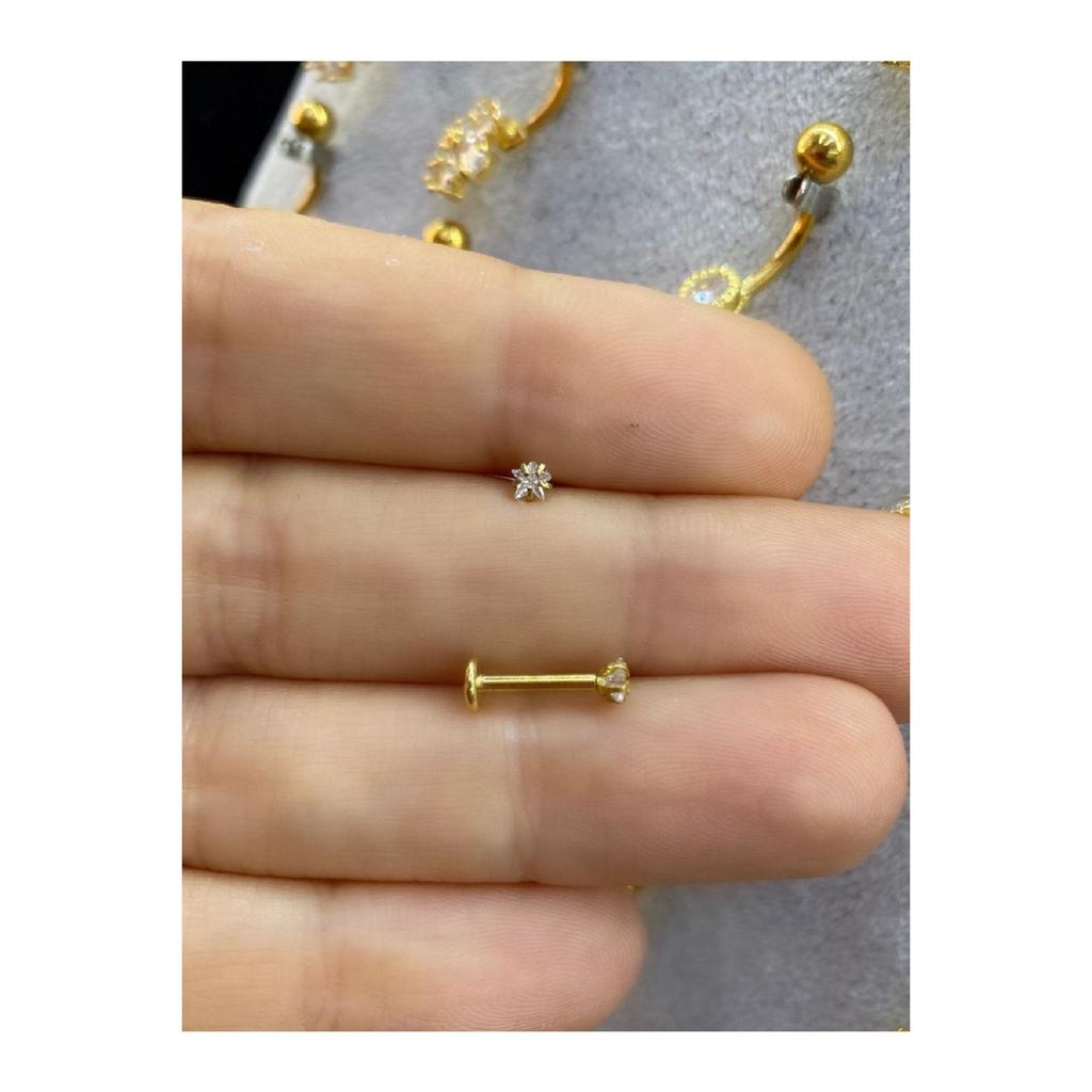 Surgical Steel Silver Color Star Single Stone Tragus Helix Cartilage Conch Piercing