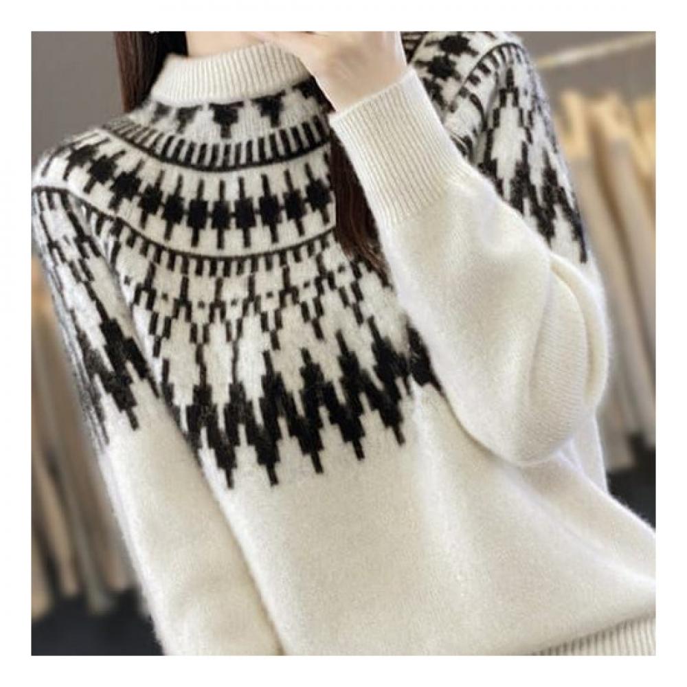 Navava Nk1933 Retro Pattern Soft Long Sleeve Knit