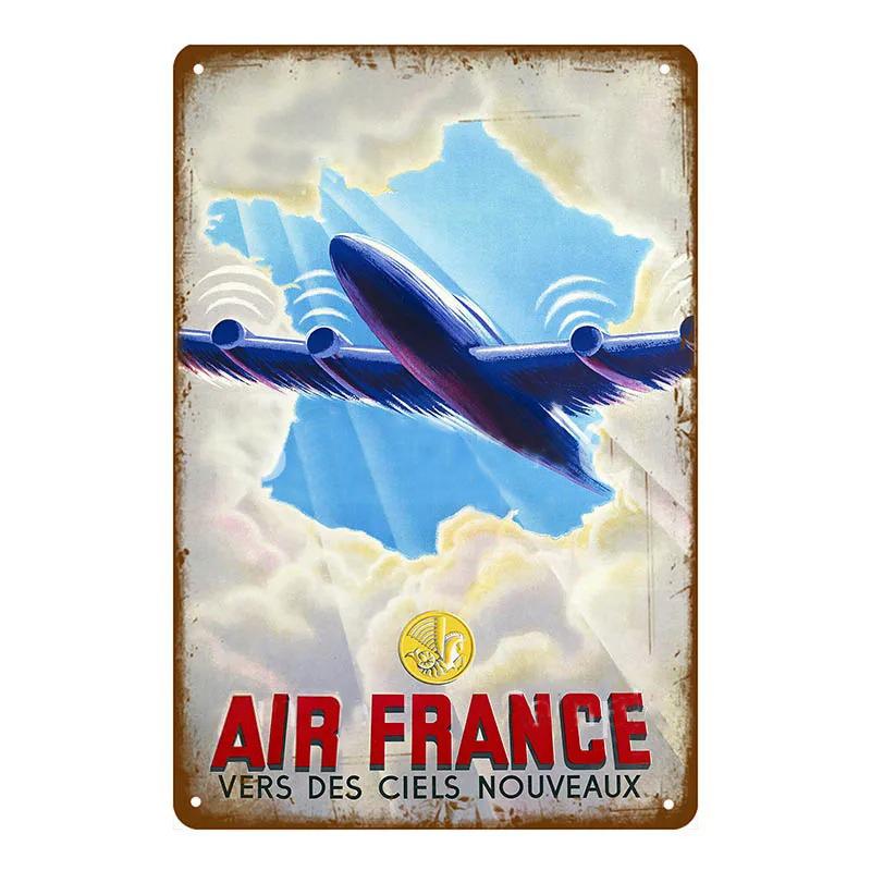 Vintage Airplane Metal Signs Fighter Jet Plane Posters Retro Aircraft Plate Metal Plaque Painting Living Room Home Wall Decor