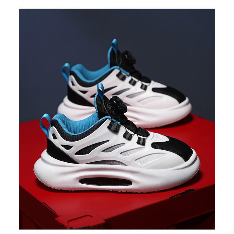 Kids Lightweight Running Shoes With Rotating Buckle Girls Boys Winter Comfortable Sport Sneakers