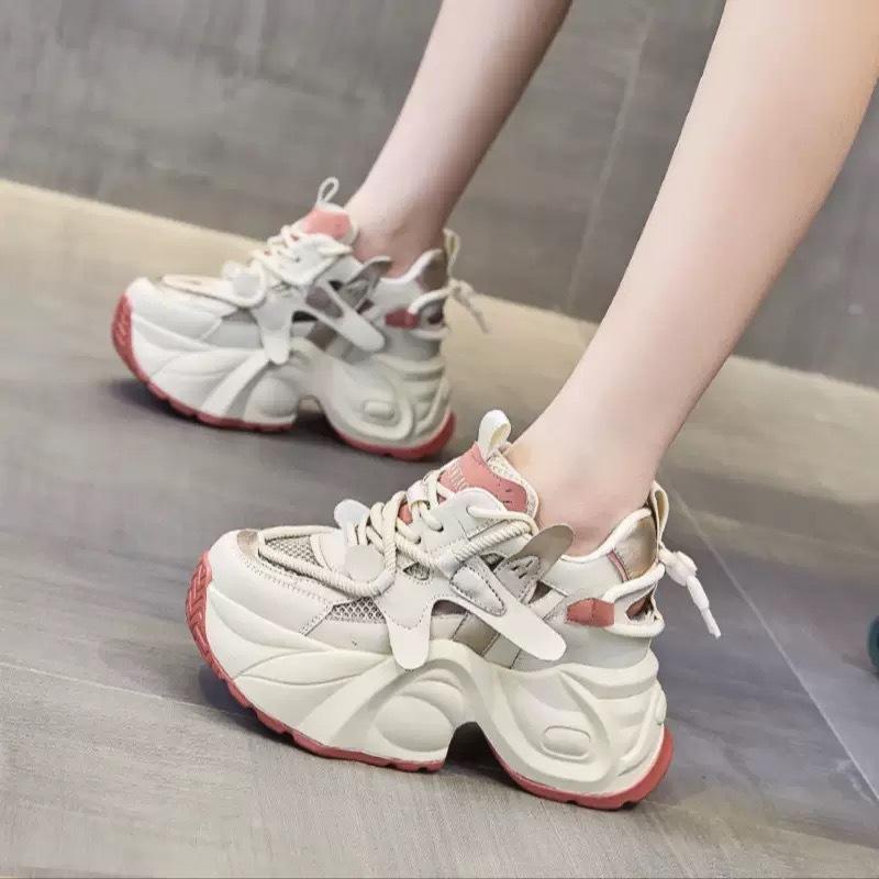 Daddy Shoes Women's 2025 Autumn New Mesh Hollow Sandals Casual Shoes Fashion Versatile Thick-soled Women's Shoes