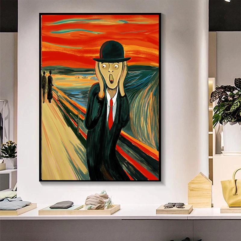 Abstraktný Edvard Munch Výkrik Slávne plátnové maľby Klasický plagát a tlač Výkrik Nástenné umenie Obrázky Domáca dekorácia Cuadros