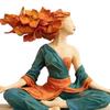 Yoga Girl Resin Ornaments Meditation Tranquility And Balance Figurine with Artistic Leaf Design Sculpture