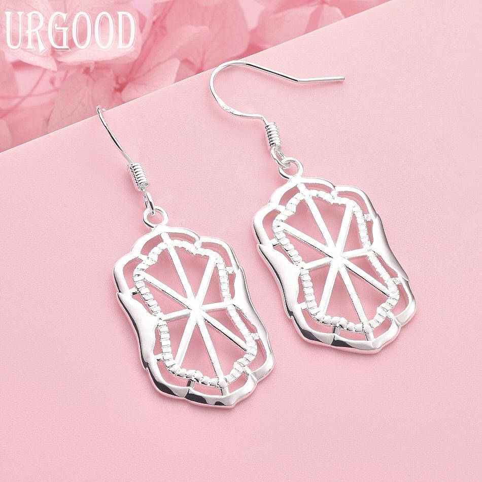 

925 Sterling Silver Wedding Jewelry Fashion Geometric Earrings 4.50*1.60cm