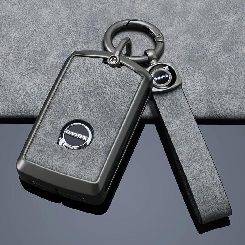 Zinc Alloy Leather Car Remote Key Case Cover for Volvo S60 S90 XC40 XC60 XC90 V60 V90 T6 T8 Auto Key Shell Protection Accessary