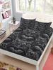 Gothic Haunted Bats Pattern Fitted Sheet Set King Queen Double Full Size Bed Linen Set