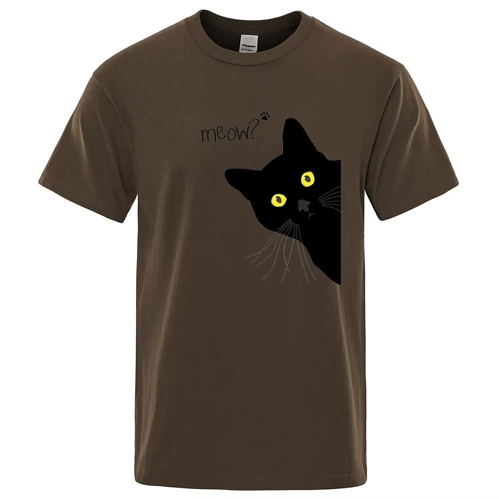 Cat Funny Printing Men T-Shirts Breathable Tee Clothes Summer Streetwear Tops Oversized Loose Cotton Short Sleeve