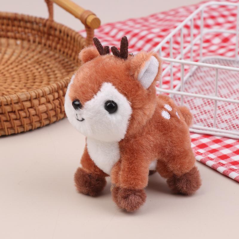 Cute Sika Deer Plush Keychain Stuffed Animal Soft Pendant for School Bag Girly Purse Car Keys Gift Use