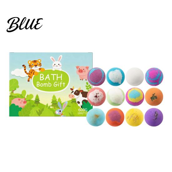 Salt Bath Ball 12Pcs Bombs Set with Toy Fizzy Spa for Kids Adults Moisturizing Skin-Softening Portable Travel Relaxation Kit Beach Pool Home