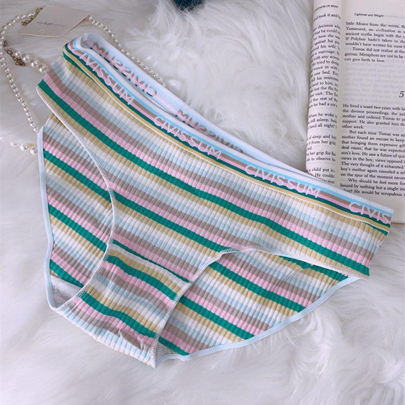 

Конфетные радужные полоски Чистый хлопок Девушка плюс размер Низкая посадка Трусики Девушки Мода Осенние брифы Жир мм 100,00 кг