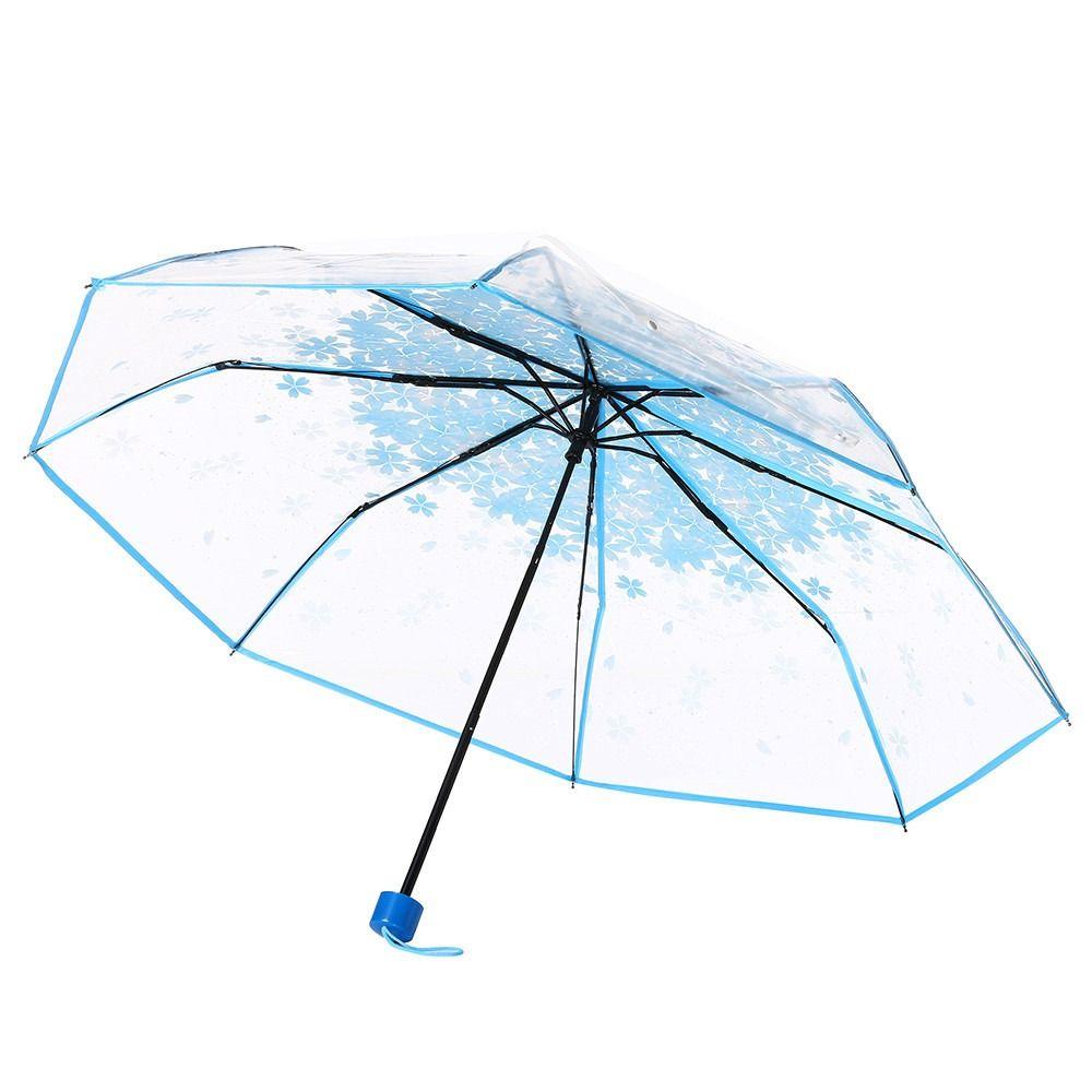 Waterproof Cherry Blossom Transparent Umbrella Funny Manual Umbrella Folding Umbrella  Outdoor