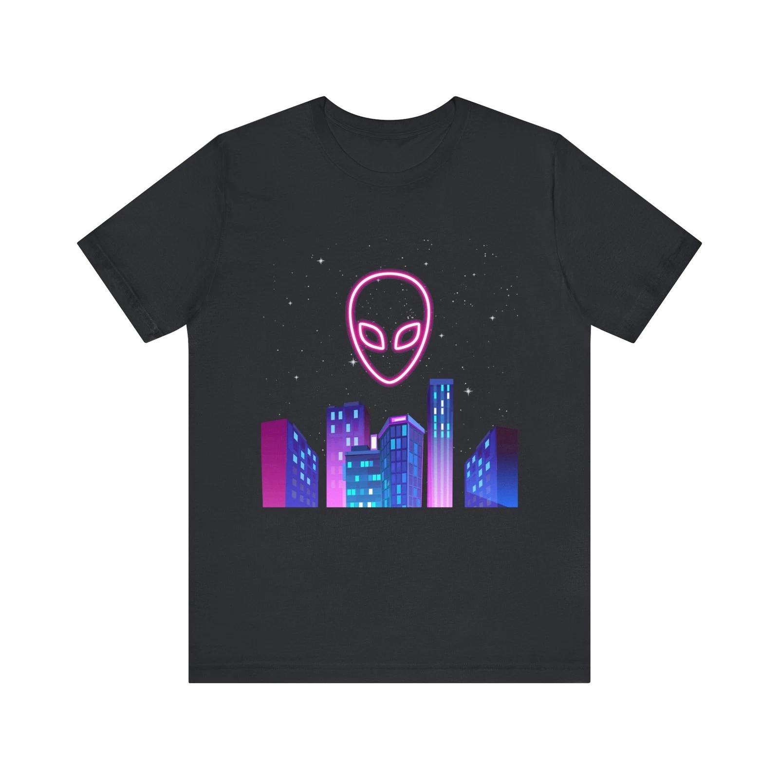 Aurora Over City Skyline Tee | Northern Lights Urban Night L