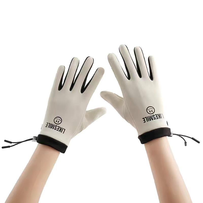 Warm Women's Winter Velvet Outdoor Sports Riding Driving Finger Leak Touch Screen Waterproof, Non-slip and Windproof Gloves