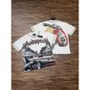 Mens Oversized Graphic Tee With Skull Print Washed Vintage Cotton T-Shirt Loose Fit Short Sleeve Crew Neck