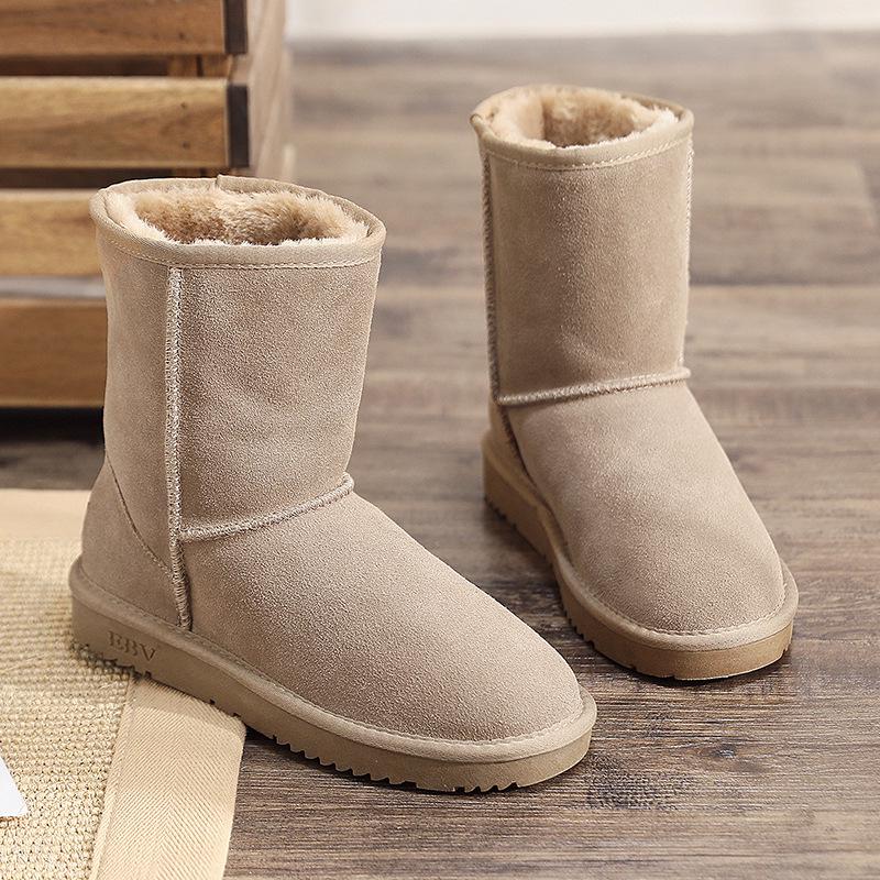 

Женские флисовые зимние сапоги до середины икры - Кожа, Теплые, Нескользящие, Утолщенные, Универсальные 41