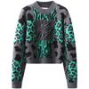 New Winter Fashion Brand Retro Leopard Pattern Half High Neck Thickened Loose Versatile Western Style Slimming Women's Sweater