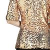 Women Shirt Shiny Sequin Half Sleeve O Neck Loose Solid Color Soft Breathable Pullover Sparkling Party Prom Cocktail Blous
