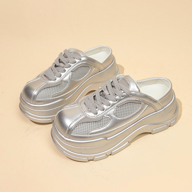 Baotou Dad Shoes Women's Thick Soles Increase In Height, One Pedal Big Head Shoes, German Training Casual Shoes, Small Non-slip Mesh Single Shoes