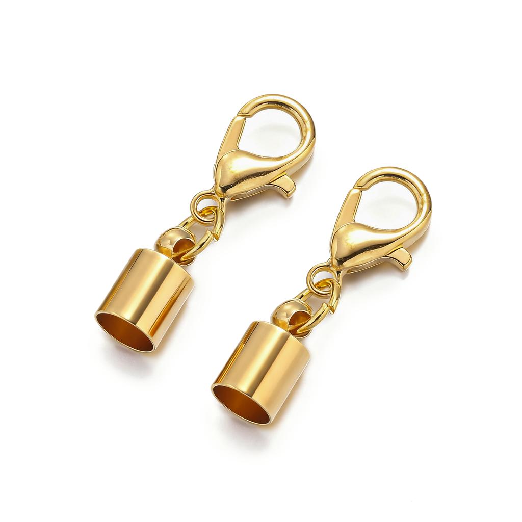 10pcs Lobster Clasps Hooks Leather Cord End Caps 2.5-9.5mm Crimps End Tip Caps Connectors for Bracelet Necklace Jewelry Findings