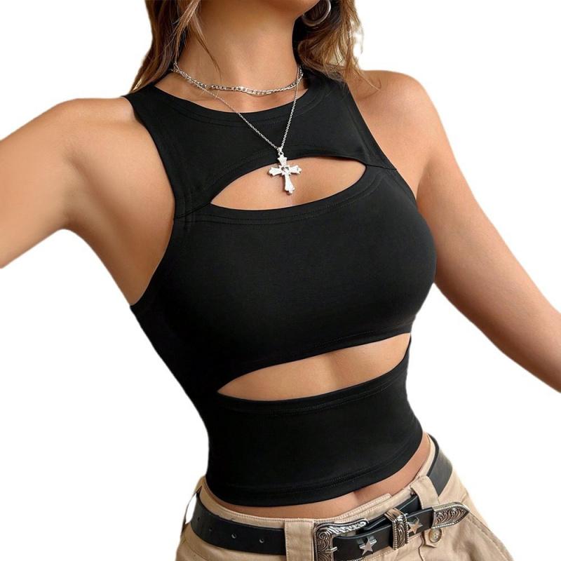 Women's Clothing 2026 Spring/Summer New Style Unique Streetwear Hollow Out Short Sleeveless Top