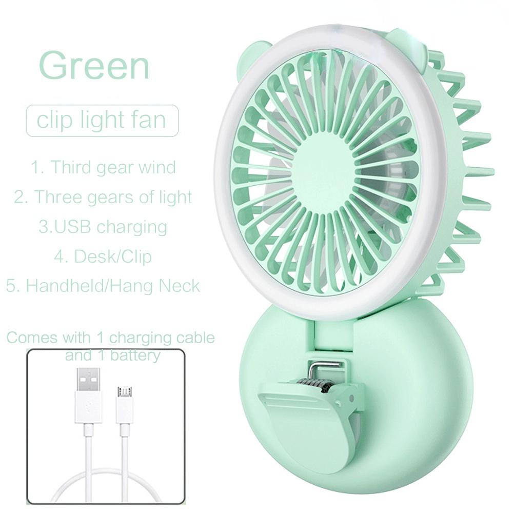 

Вентилятор заполняющего света Ручной подвесной шейный портативный зарядный креативный складной мини-настольный USB-вентилятор YSL зелёный