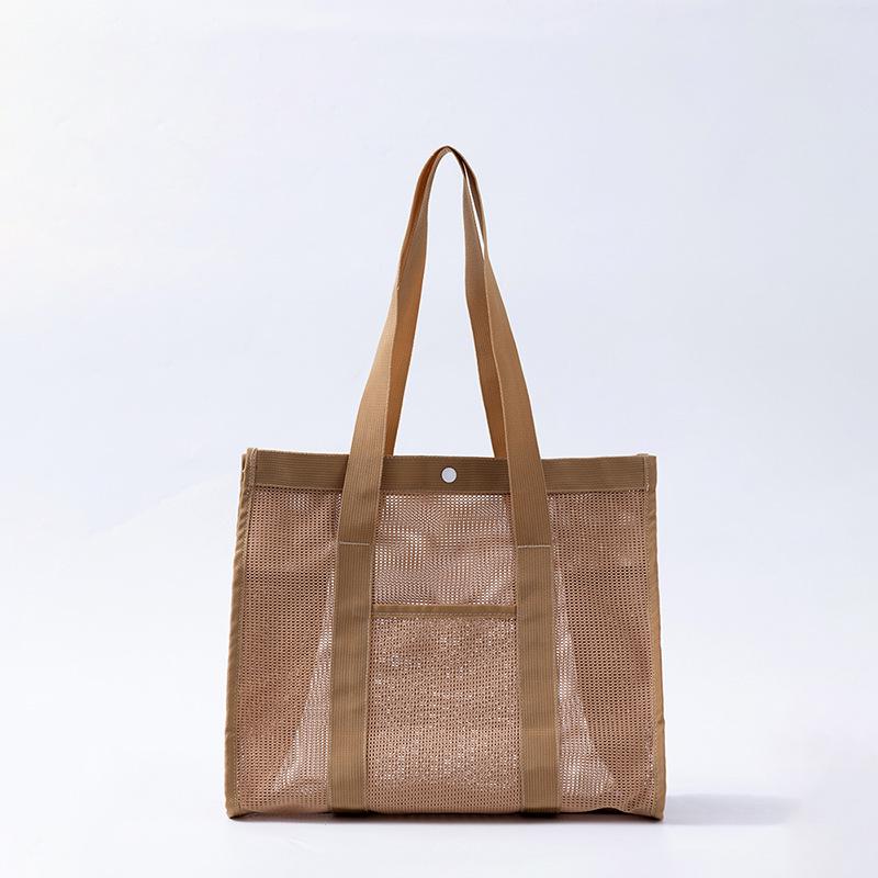 Korean Style Mesh Beach & Gym Bag - Casual, Hollow Design, Travel & Toiletry Storage