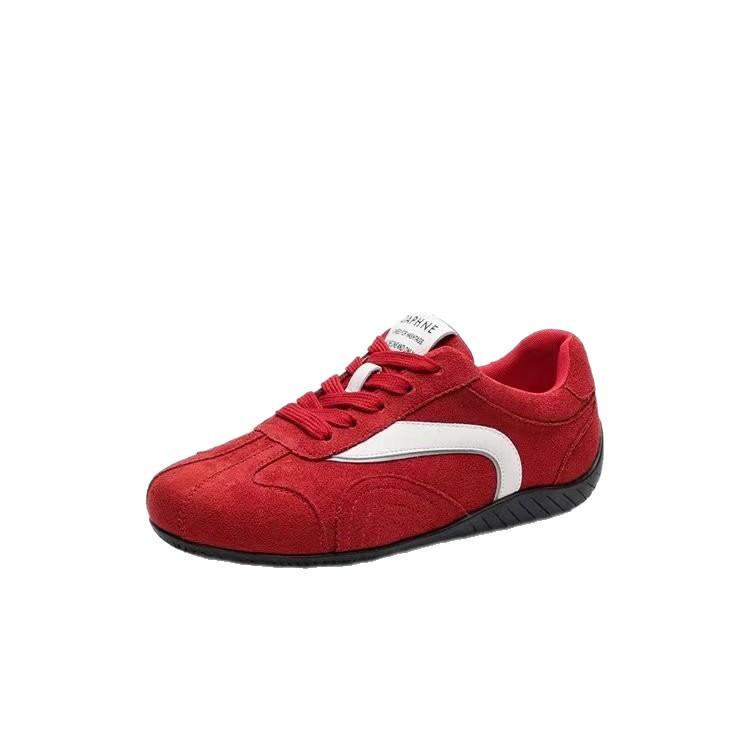 Red retro German training shoes women's autumn 2025 new soft-soled versatile sports shoes popular flat baseplate shoes women