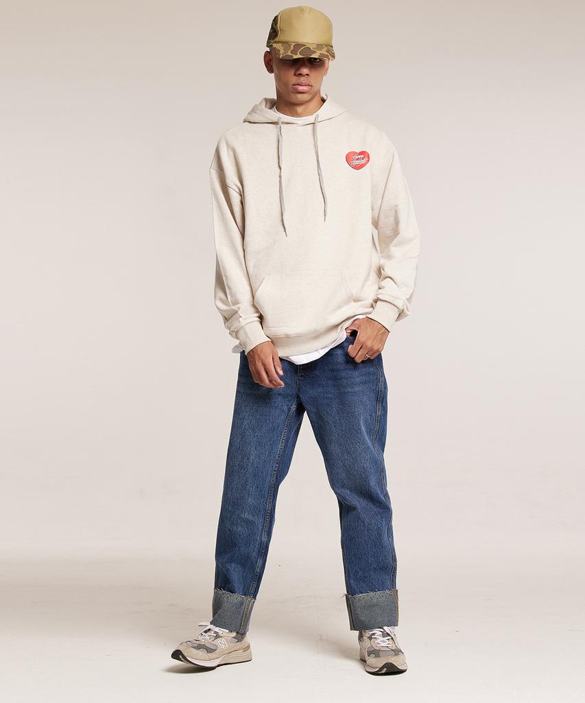 Human Highlight Small Heart Hoodie Oatmeal Red
