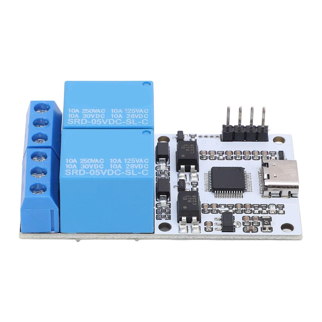 USB Relay Module 2 Channel 5V Smart Serial Control Intelligent Optical Coupling Protecting TYPE C