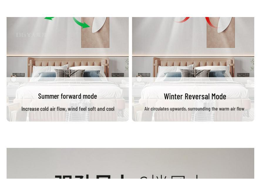 Mid-Century Walnut Wood Grain 360° Oscillating Fan Light for Bedroom or Children's Room