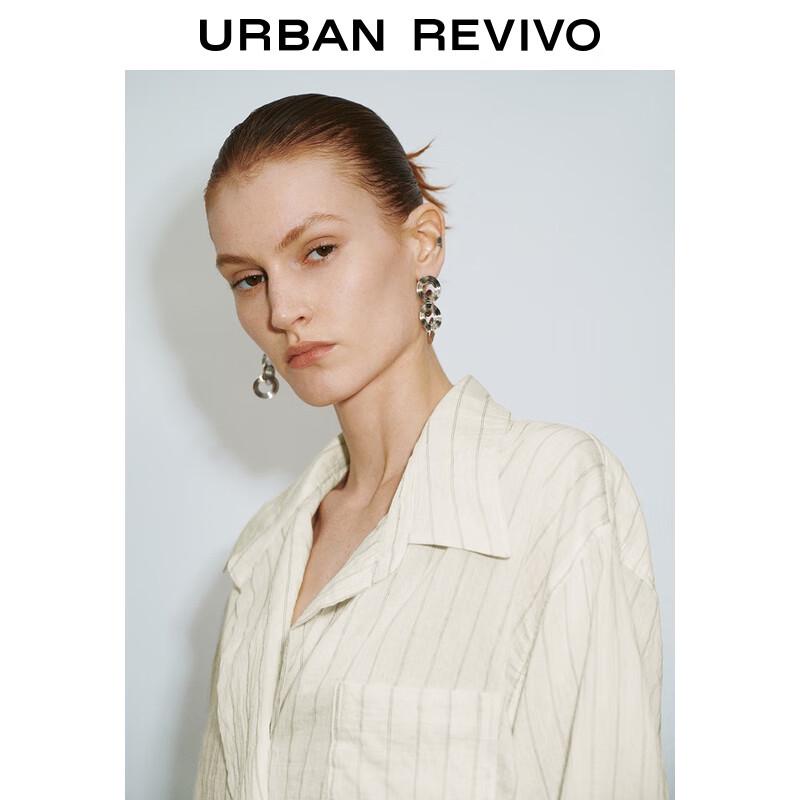 UR Women's Color Block Stripe Long Sleeve Button-Up Shirt