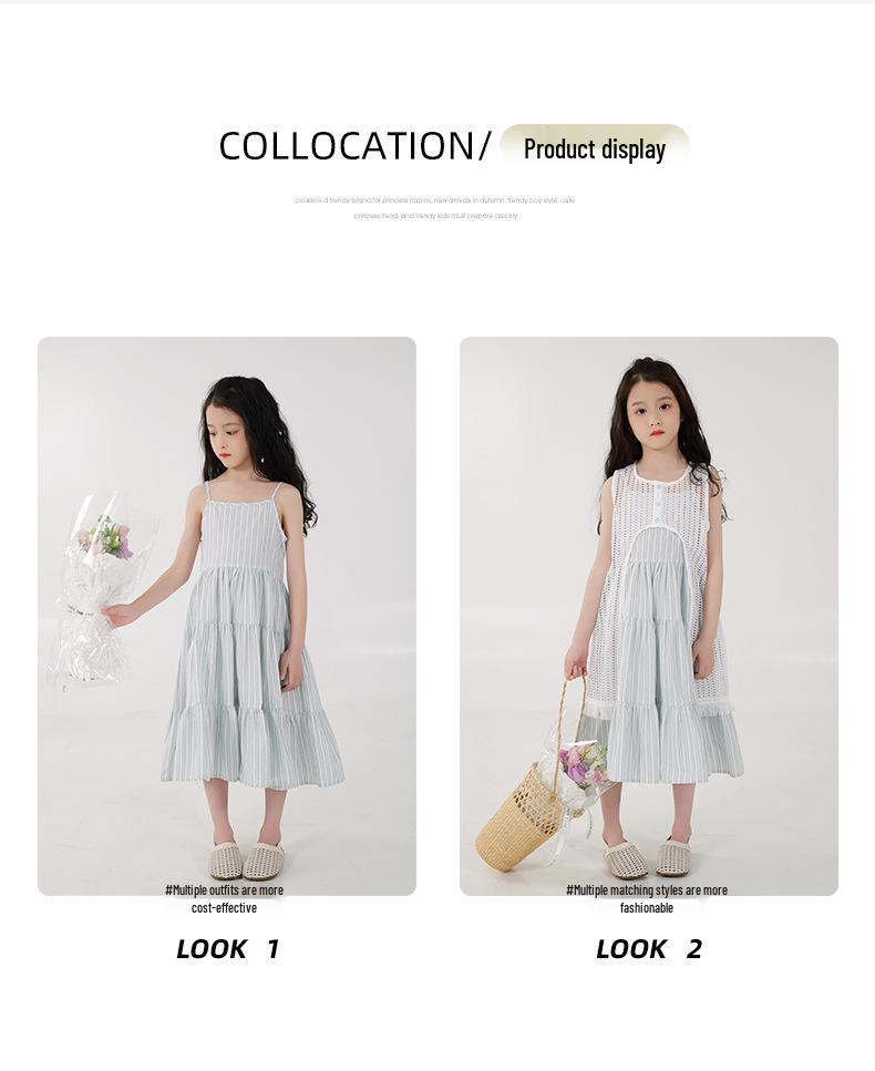 You Jia Meng Girls' Summer Sleeveless Princess Dress - Two-Piece Set