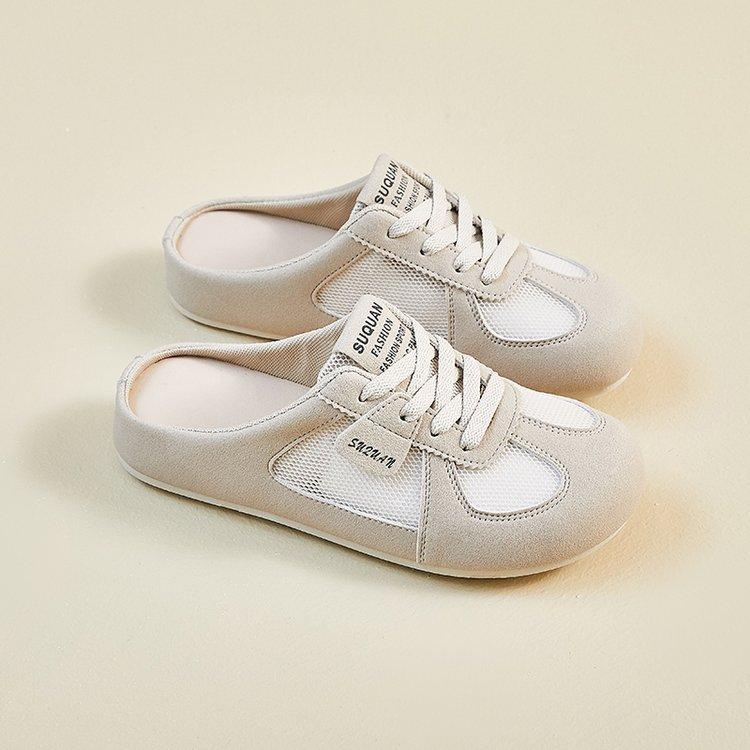 Baotou half slippers women's outer wear 2025 summer new casual one-pedal lazy shoes non-slip without heel little white shoes